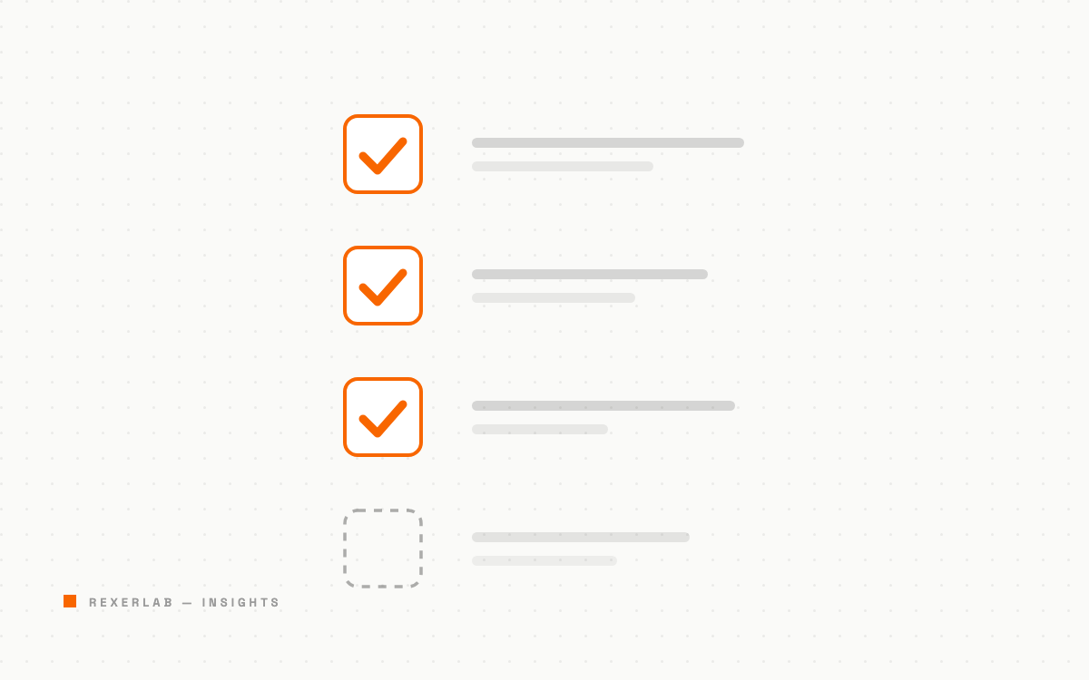 Checklist illustration with three completed items and one open item
